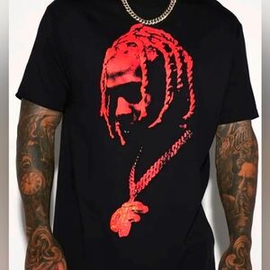 Black and‎ Red Graphic T-Shirt Lil Durk